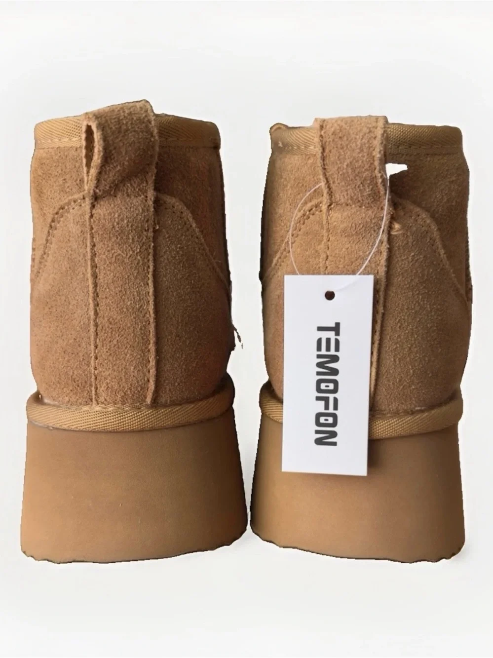 NEW Women's Brown Suede Platform Ankle Boots Round Toe Logo Size 8